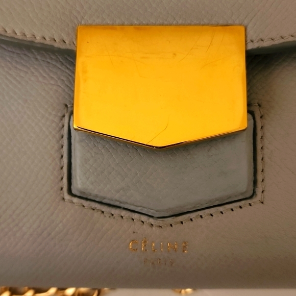 Celine Trotteur Crossbody Purse Clutch WOC Caviar Leather Gray - Picture 5 of 16